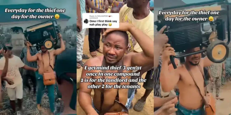 Nigerian man faces public humiliation for stealing 3 generators