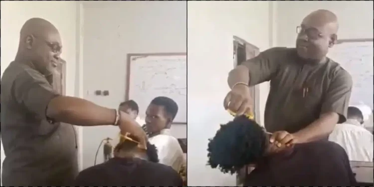 Outrage as Unizik lecturer trims student’s trendy hairstyle with scissors