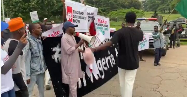 Protesters Already Gathered At The MKO Abiola Stadium In Abuja