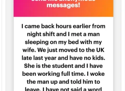 Nigerian man in UK devastated as he finds his wife in bed with another man just months after their relocation