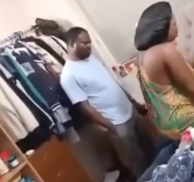 Nigerian Lady Slaps, Beats Her Husband Abroad (Video)
