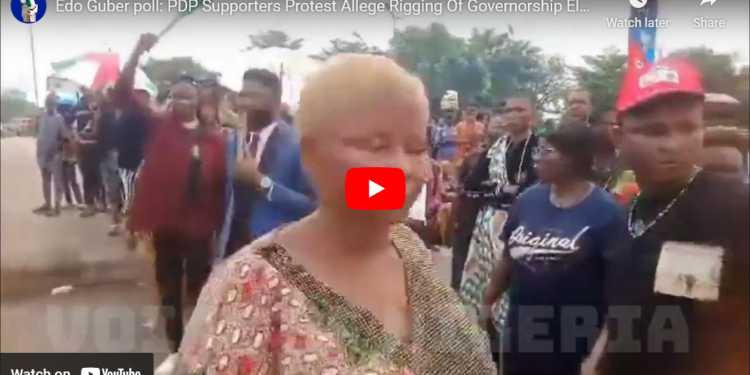 PDP Supporters Protest Allege Rigging Of Edo Governorship Election (Video)