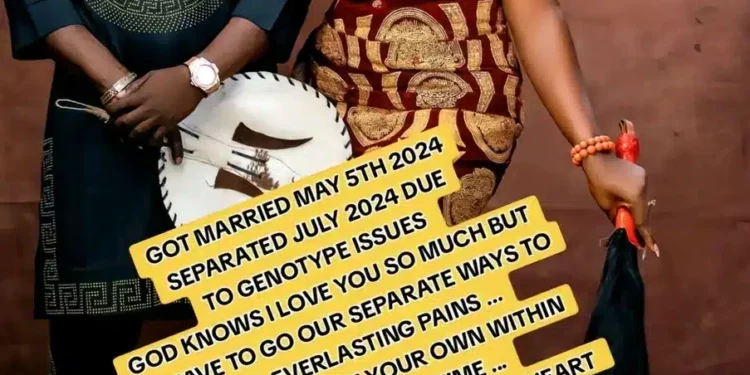 Newlywed man calls off marriage weeks after traditional ceremony due to genotype issues