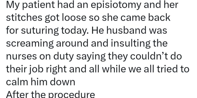 Nurse reveals husband vowed to starve wife afterhe was advised to avoid intimacy post-childbirth due to stitches