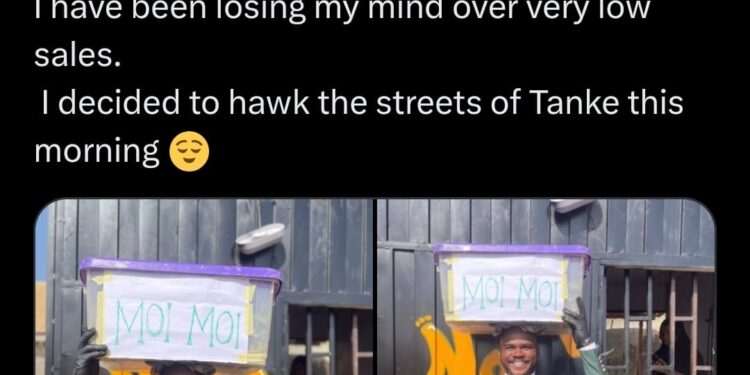 Moi moi seller dons suit to hawk on Ilorin streets amid low sales