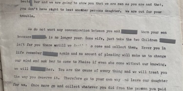 Woman shares letter her grandfather wrote in 1984 to his cousin’s estranged husband who abused her