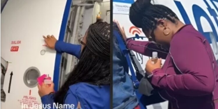 Woman anoints plane with holy water before takeoff amid recent crashes (video)