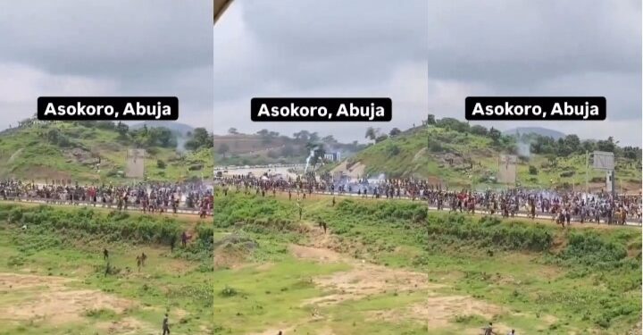 Security Personnel Fire Shots, Tear Gas At Protesters In Abuja (Video)