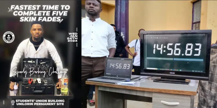 UNILORIN 400-level student sets new Guinness World Record in haircutting