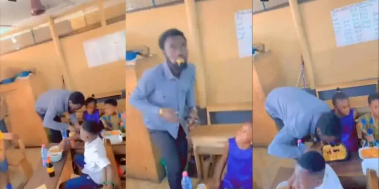Viral footage shows teacher eating student’s food in classroom