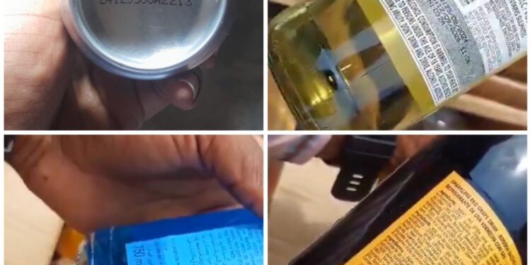 Two individuals arrested at Lagos Tradefair Complex for removing expired beverage labels and replacing them with falsified date markings