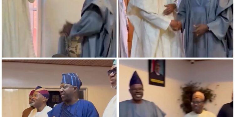 Former President, Buhari receives surprise visit from his friends and political associates as he turns 82 (video)