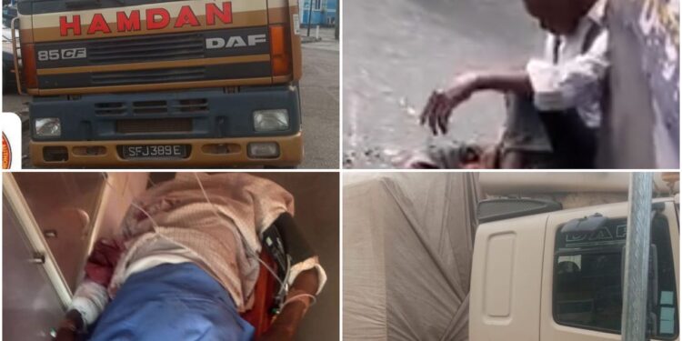 Careless trailer driver rams into LASTMA official, crushes his leg (photos)