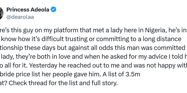 Nigerian man cancels wedding over N3.5m bride price list