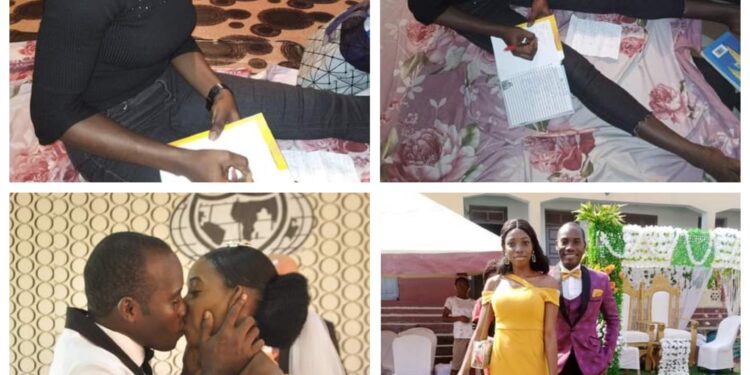 Nigerian man shares photos of his wife sitting on the floor of his one bedroom apartment as he advises people planning to get married not to give up