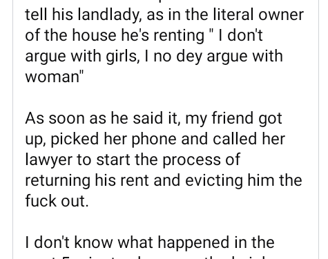 Nigerian woman narrates what happened after a tenant told his landlady that he ‘doesn’t argue with women’