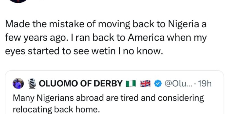 I ran back to America when my eye begin see wetin I no know – Man recounts his experience with moving back to Nigeria