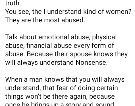 Understanding women are the most abused women – Nigerian lady says
