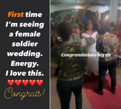 Viral video of a female Nigerian soldier wedding (video)
