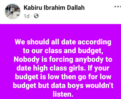 “We should all date according to our class and budget. Nobody is forcing anybody to date high class girls” – Nigerian businessman says