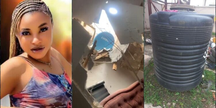 Tragedy as water tank crashes into lady’s room