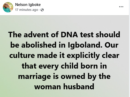 DNA test should be abolished in Igboland. Every child born in marriage belongs to the woman’s husband – Ebonyi monarch’s son says