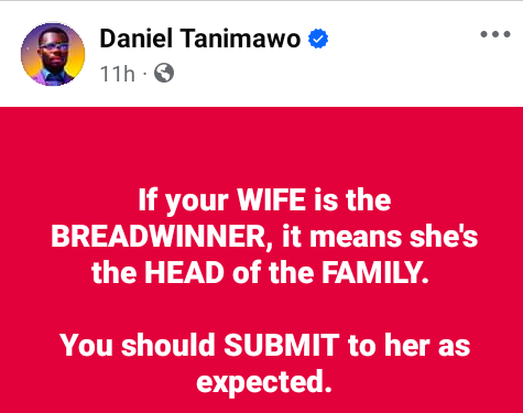 If your wife is the breadwinner, it means she’s the head of the family – Nigerian man says