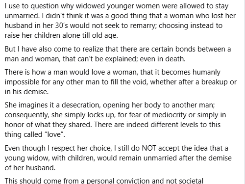 A young widow with children shouldn’t remain unmarried after the demise of her husband – Nigerian woman says