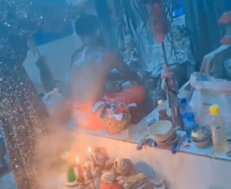 Thank you to Queen Mother – Man says as he shares a video of him participating in money ritual in a shrine