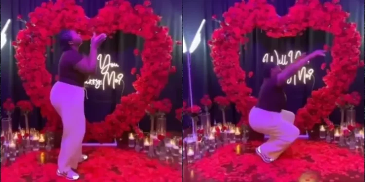 Hallelujah Challenge: Lady stages proposal, cries in anticipation of husband