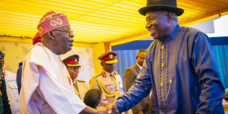 Photos: President Tinubu, Obasanjo, Jonathan meet in Ghana