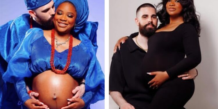 Nigerian woman married to Canadian man reacts after a lady bashed white people under her maternity photos