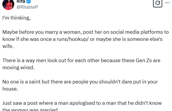 Before you marry a woman, post her on social media platforms to know if she was once into runs or hookup – Nigerian lady advises men