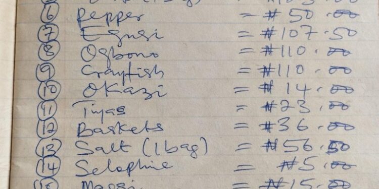 Nigerian man shares a shopping list from the 90s with prices of food items (photos)