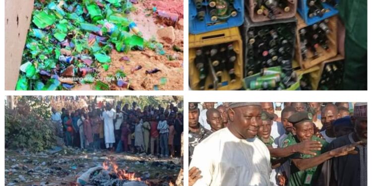 Hisbah destroys 170 bottles of alcohol worth N450,000 in Yobe